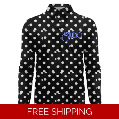 Le Studio White Poka Dots Custom 3D Long-Sleeved Polo Shirt